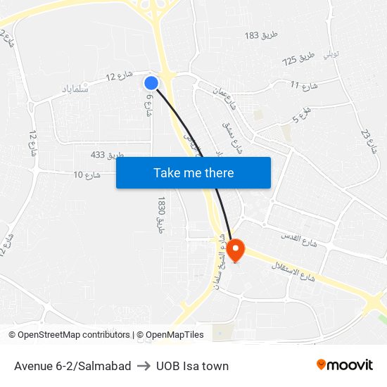 Avenue 6-2/Salmabad to UOB Isa town map