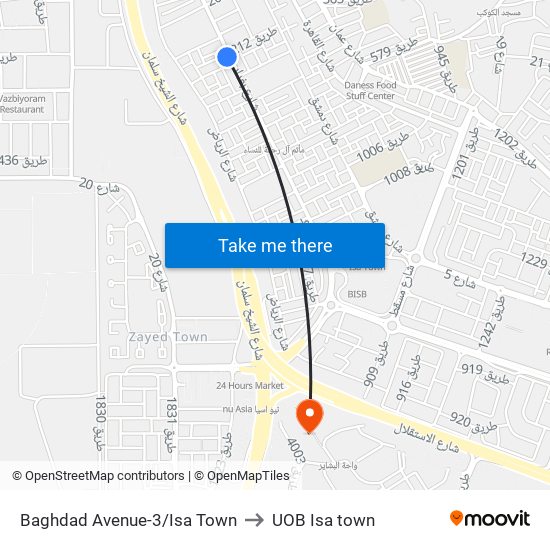 Baghdad Avenue-3/Isa Town to UOB Isa town map