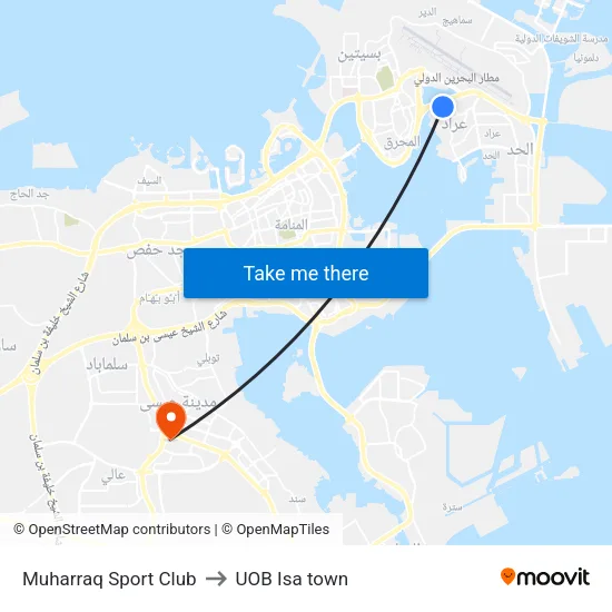 Muharraq Sport Club to UOB Isa Town map
