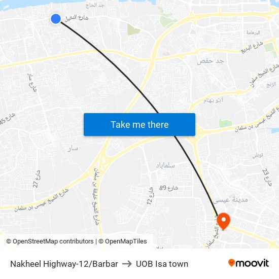 Nakheel Highway-12/Barbar to UOB Isa town map