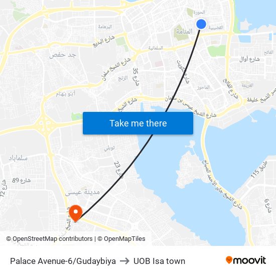 Palace Avenue-6/Gudaybiya to UOB Isa town map