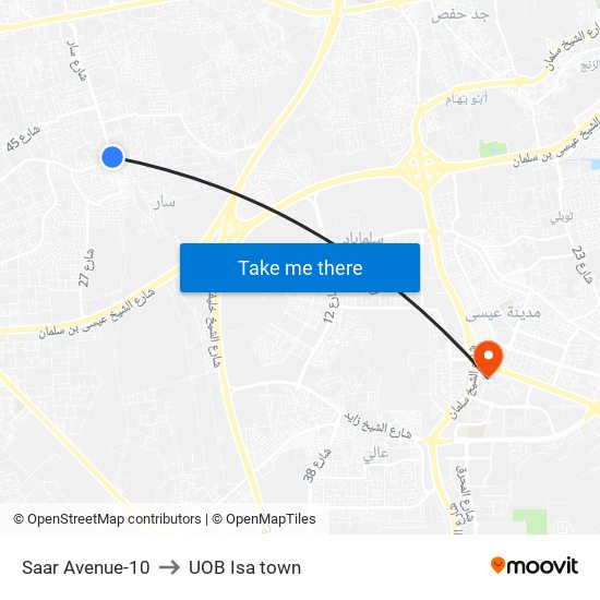 Saar Avenue-10 to UOB Isa town map