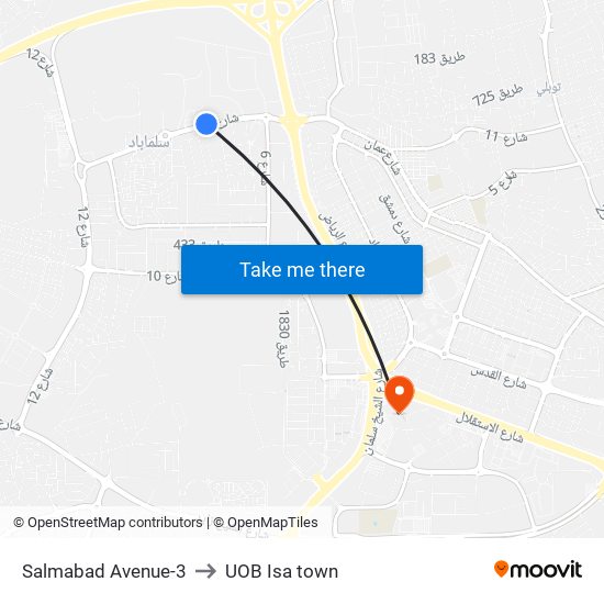 Salmabad Avenue-3 to UOB Isa town map