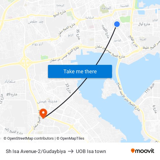 Sh Isa Avenue-2/Gudaybiya to UOB Isa town map