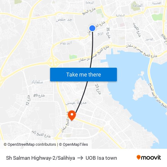 Sh Salman Highway-2/Salihiya to UOB Isa town map