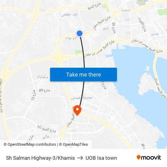 Sh Salman Highway-3/Khamis to UOB Isa town map