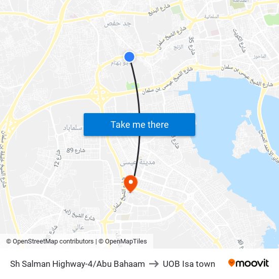 Sh Salman Highway-4/Abu Bahaam to UOB Isa town map