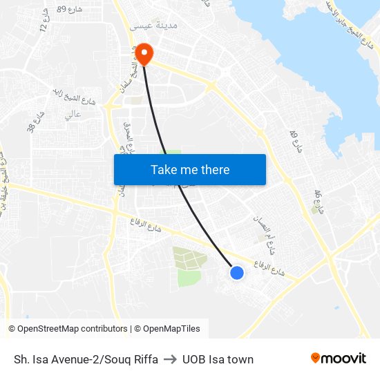 Sh. Isa Avenue-2/Souq Riffa to UOB Isa town map