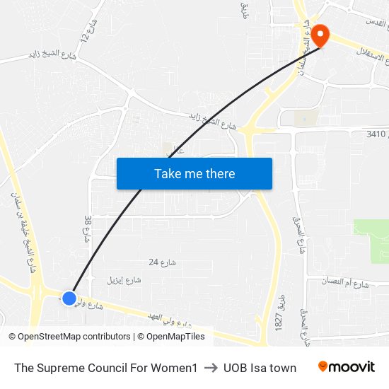 The Supreme Council For Women1 to UOB Isa town map
