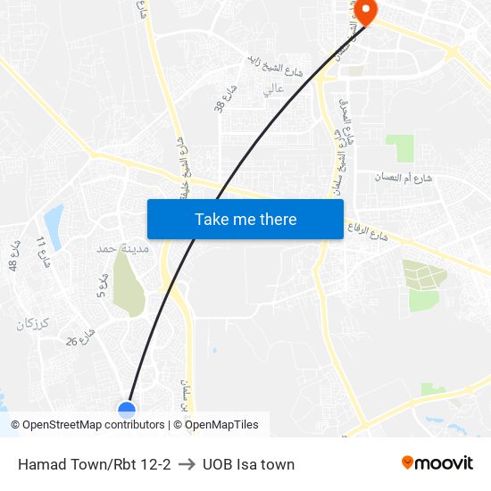 Hamad Town/Rbt 12-2 to UOB Isa town map