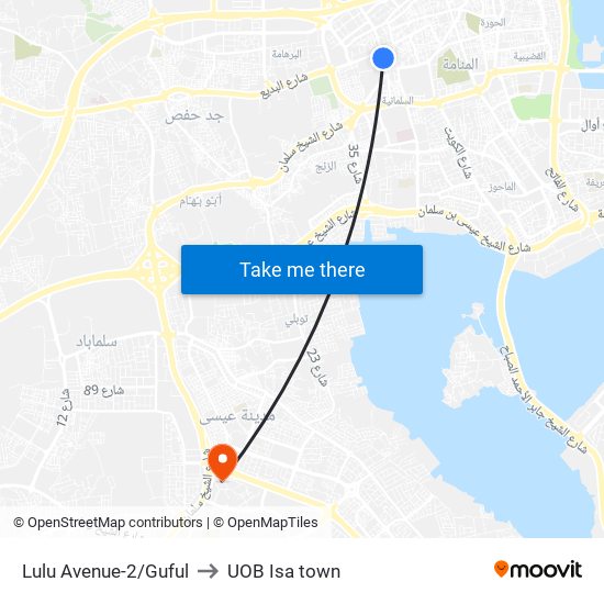 Lulu Avenue-2/Guful to UOB Isa town map