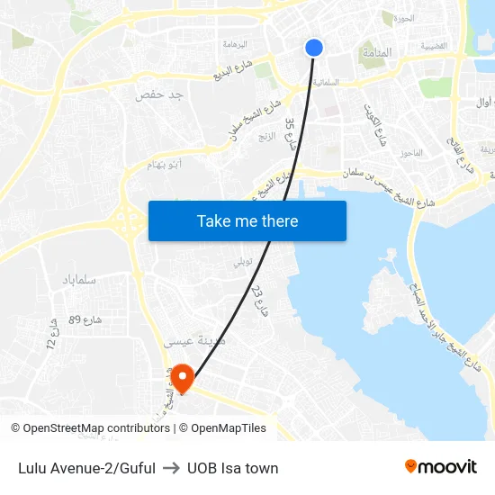 Lulu Avenue-2/Guful to UOB Isa town map