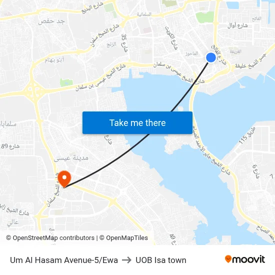 Um Al Hasam Avenue-5/Ewa to UOB Isa town map