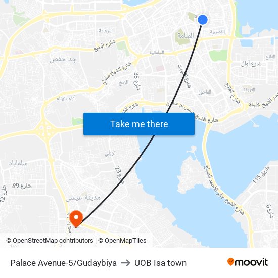 Palace Avenue-5/Gudaybiya to UOB Isa town map