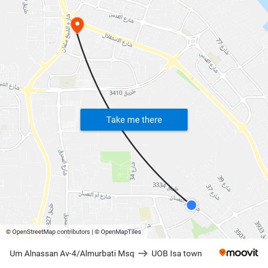 Um Alnassan Av-4/Almurbati Msq to UOB Isa town map