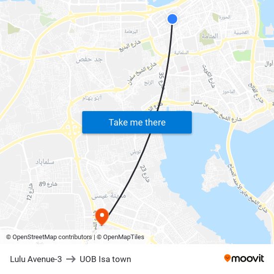 Lulu Avenue-3 to UOB Isa town map