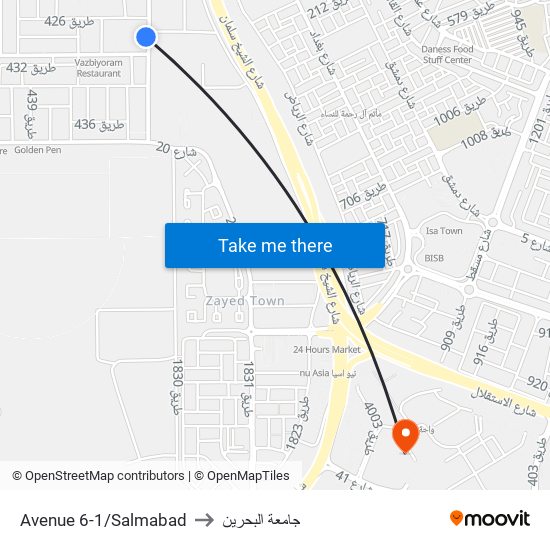 Avenue 6-1/Salmabad to جامعة البحرين map