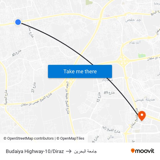 Budaiya Highway-10/Diraz to جامعة البحرين map