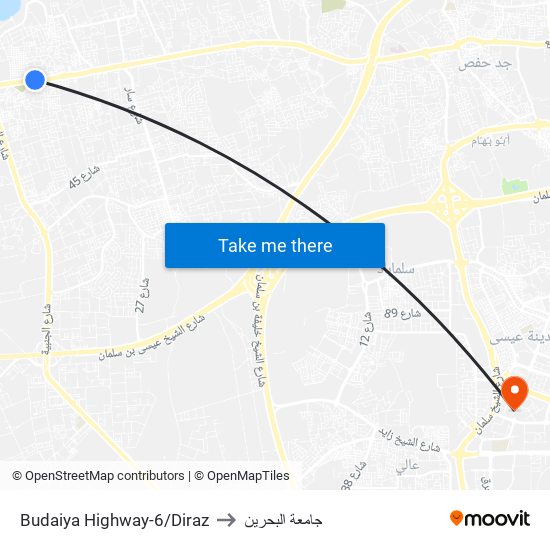 Budaiya Highway-6/Diraz to جامعة البحرين map