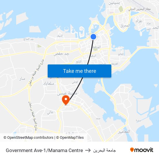 Government Ave-1/Manama Centre to جامعة البحرين map