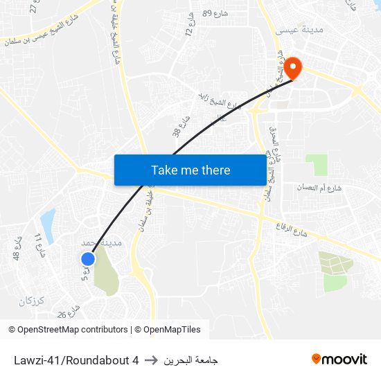 Lawzi-41/Roundabout 4 to جامعة البحرين map