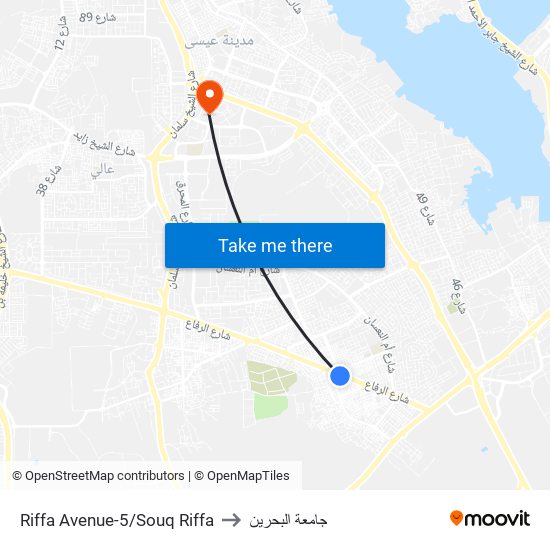 Riffa Avenue-5/Souq Riffa to جامعة البحرين map