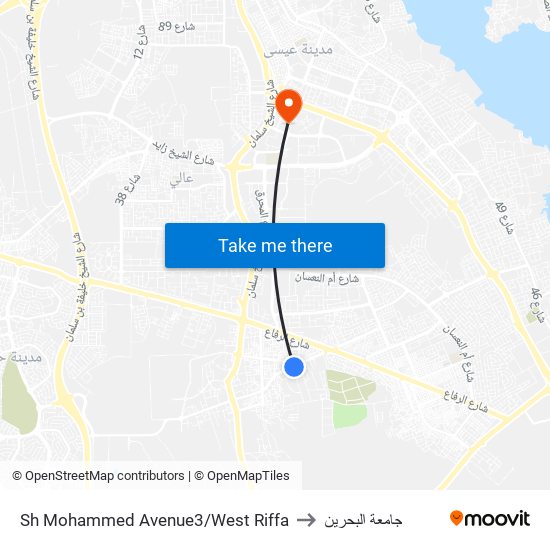 Sh Mohammed Avenue3/West Riffa to جامعة البحرين map