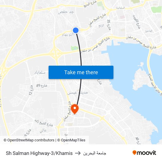 Sh Salman Highway-3/Khamis to جامعة البحرين map