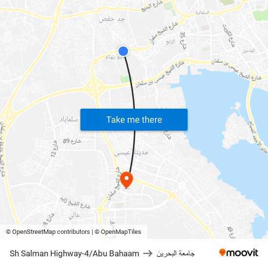 Sh Salman Highway-4/Abu Bahaam to جامعة البحرين map