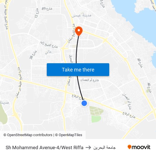 Sh Mohammed Avenue-4/West Riffa to جامعة البحرين map