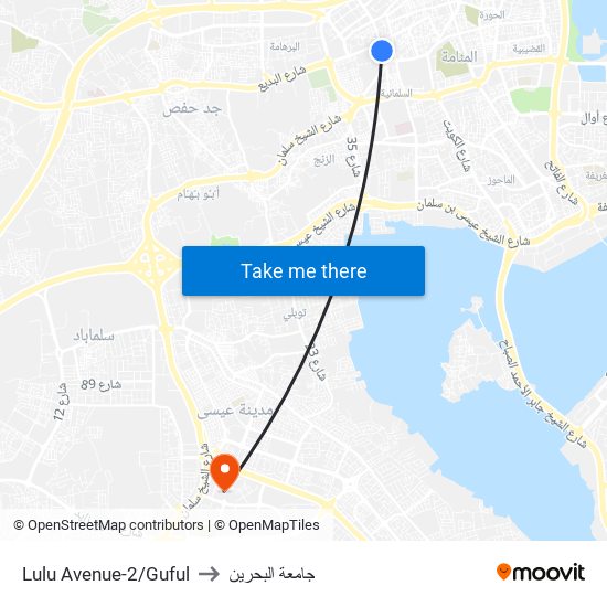 Lulu Avenue-2/Guful to جامعة البحرين map