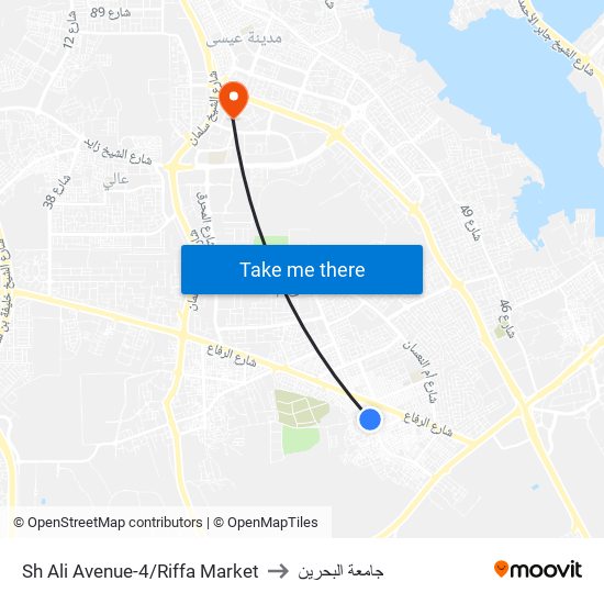 Sh Ali Avenue-4/Riffa Market to جامعة البحرين map