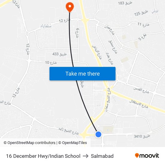 16 December Hwy/Indian School to Salmabad map