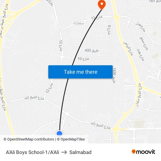 A'Ali Boys School-1/A'Ali to Salmabad map
