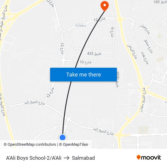 A'Ali Boys School-2/A'Ali to Salmabad map