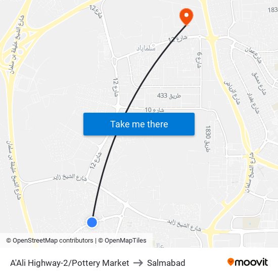 A'Ali Highway-2/Pottery Market to Salmabad map