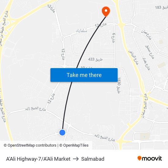 A'Ali Highway-7/A'Ali Market to Salmabad map