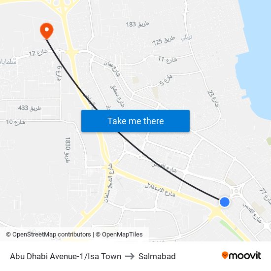 Abu Dhabi Avenue-1/Isa Town to Salmabad map