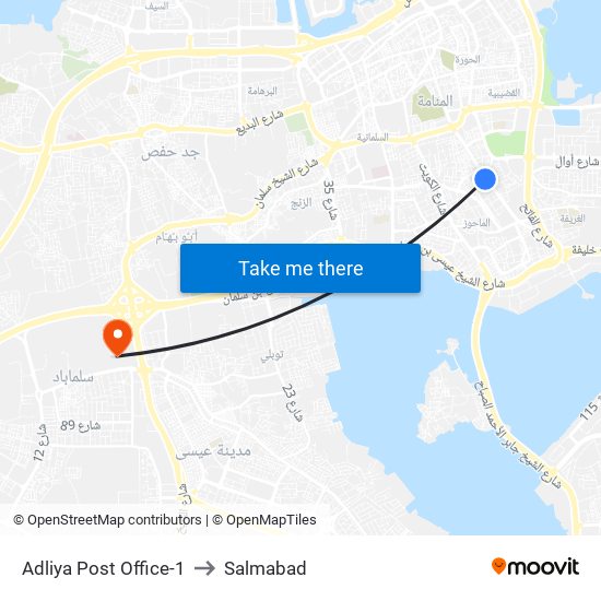 Adliya Post Office-1 to Salmabad map