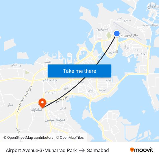 Airport Avenue-3/Muharraq Park to Salmabad map