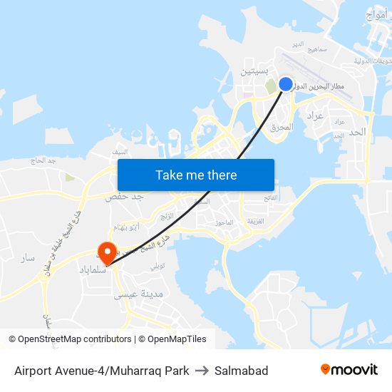 Airport Avenue-4/Muharraq Park to Salmabad map