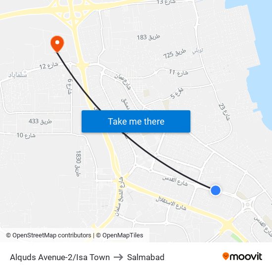 Alquds Avenue-2/Isa Town to Salmabad map