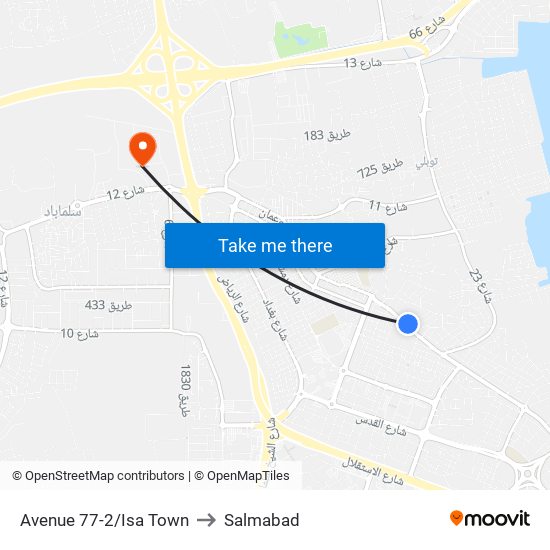 Avenue 77-2/Isa Town to Salmabad map