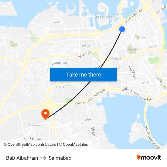 Bab Albahrain to Salmabad map