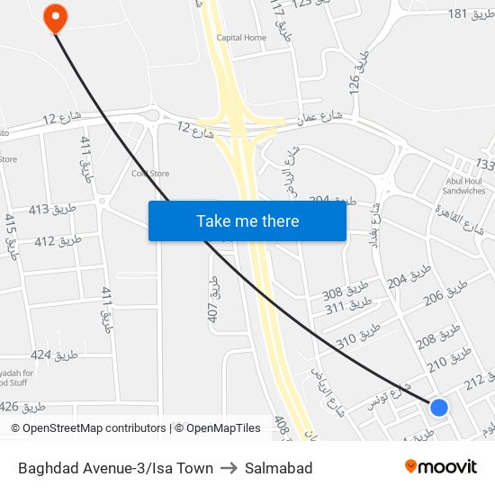 Baghdad Avenue-3/Isa Town to Salmabad map