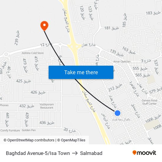 Baghdad Avenue-5/Isa Town to Salmabad map