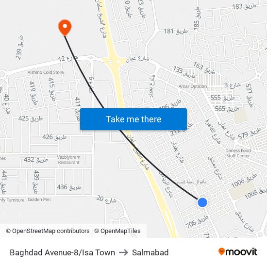 Baghdad Avenue-8/Isa Town to Salmabad map