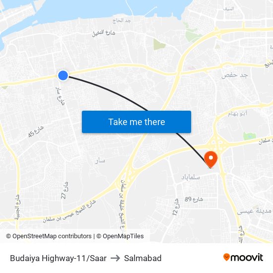 Budaiya Highway-11/Saar to Salmabad map