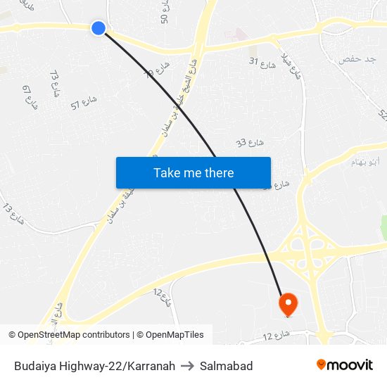 Budaiya Highway-22/Karranah to Salmabad map