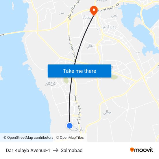 Dar Kulayb Avenue-1 to Salmabad map
